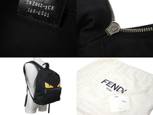画像をギャラリービューアに読み込む, FENDI フェンディ リュック デイパック モンスターバッグバグズ 7VZ012 ナイロン ブラック イエロー シルバー金具 美品 中古 57645 