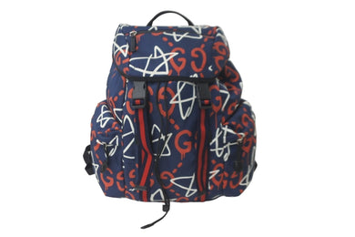 GUCCI グッチ リュック デイパック ゴースト GG 星 ナイロンキャンバス レザー ネイビー レッド ホワイト 美品 中古 57646 