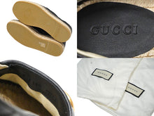 画像をギャラリービューアに読み込む, GUCCI グッチ スリッポン GG 551890 BKO00 エスパドリーユ キルティング シェブロン レザー ブラック ゴールド 美品 中古 57647 