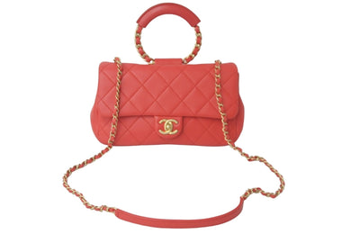極美品 CHANEL シャネル マトラッセ 2WAY チェーン ショルダーバッグ レッド 29番台 ラムスキン ココマーク 中古 57650