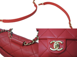 極美品 CHANEL シャネル マトラッセ 2WAY チェーン ショルダーバッグ レッド 29番台 ラムスキン ココマーク 中古 57650