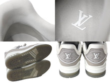 Load image into Gallery viewer, LOUIS VUITTON ルイヴィトン スニーカー LV トレイナー ライン スニーカー VL1210 グレー ホワイト サイズ8 美品 中古 57671