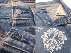 DENIM TEARS × VIRGIL ABLOH デニムティアーズ ヴァージル メッセージ プリント デニムパンツ 501 W32 L32 美品 中古 57678