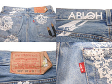 Load image into Gallery viewer, DENIM TEARS × VIRGIL ABLOH デニムティアーズ ヴァージル メッセージ プリント デニムパンツ 501 W32 L32 美品 中古 57678