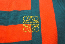 Load image into Gallery viewer, LOEWE ロエベ ロングイージーパンツ ボーダー グリーン オレンジ M ロゴ刺繍 H6292560SI ボタンフライデザイン 良品 中古 57695