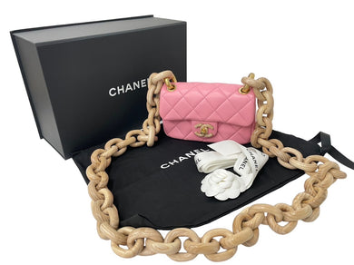 新品 CHANEL シャネル ショルダーバッグ マトラッセ ウッドチェーン ミニフラップバッグ 23〜24AW ゴールド金具 57717