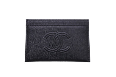 極美品 CHANEL シャネル ココマーク カードケース キャビアスキン 29番台 ブラック ロゴ 小物入れ 名刺入れ 黒 中古 57724