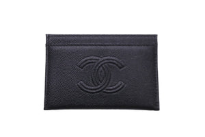 極美品 CHANEL シャネル ココマーク カードケース キャビアスキン 29番台 ブラック ロゴ 小物入れ 名刺入れ 黒 中古 57724