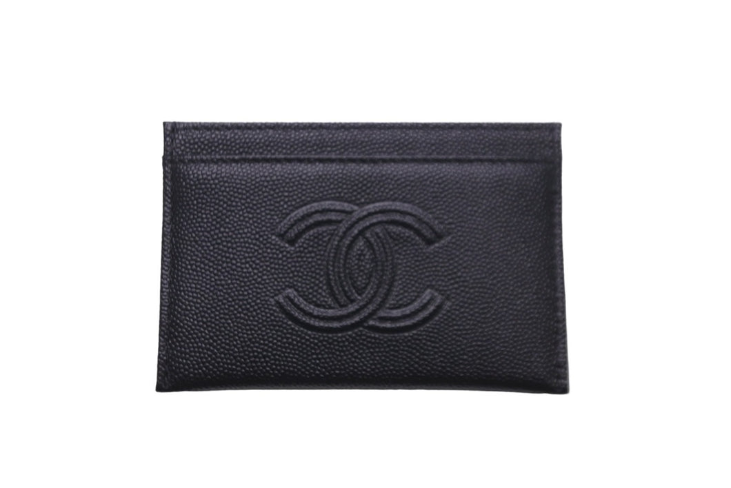 極美品 CHANEL シャネル ココマーク カードケース キャビアスキン 29番台 ブラック ロゴ 小物入れ 名刺入れ 黒 中古 57724