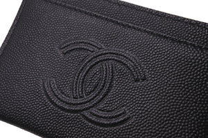極美品 CHANEL シャネル ココマーク カードケース キャビアスキン 29番台 ブラック ロゴ 小物入れ 名刺入れ 黒 中古 57724