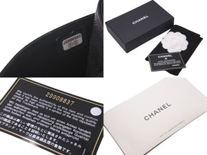 極美品 CHANEL シャネル ココマーク カードケース キャビアスキン 29番台 ブラック ロゴ 小物入れ 名刺入れ 黒 中古 57724