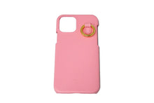 Load image into Gallery viewer, 新品未使用品 MCM エムシーエム スマホケース カードケース付き iPhone12 MXECSSX01 ピンク レザー ゴールド金具 中古 57770