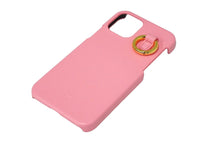 Load image into Gallery viewer, 新品未使用品 MCM エムシーエム スマホケース カードケース付き iPhone12 MXECSSX01 ピンク レザー ゴールド金具 中古 57771