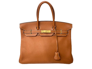 HERMES エルメス BIRKIN バーキン35 ブラウン系 ゴールド金具 トゴ ハンドバッグ □H刻印 中古 57788
