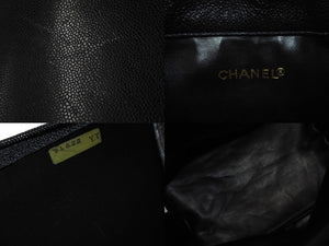 CHANEL シャネル 巾着ショルダーバッグ デカココマーク 1番台 キャビアスキン ブラック ゴールド金具 美品 中古 57790