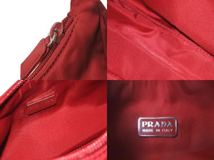 PRADA プラダ ハンドバッグ ワンショルダー MV515 ホーボー ミニバッグ 三角ロゴ レッド ナイロン 美品 中古 57822 
