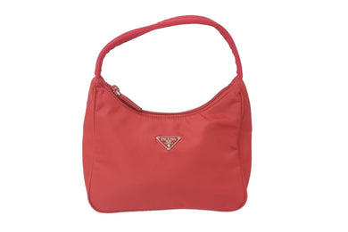 PRADA プラダ ハンドバッグ ワンショルダー MV515 ホーボー ミニバッグ 三角ロゴ レッド ナイロン 美品 中古 57822 