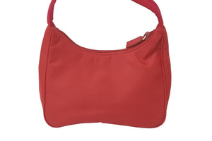 PRADA プラダ ハンドバッグ ワンショルダー MV515 ホーボー ミニバッグ 三角ロゴ レッド ナイロン 美品 中古 57822 