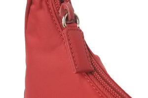 PRADA プラダ ハンドバッグ ワンショルダー MV515 ホーボー ミニバッグ 三角ロゴ レッド ナイロン 美品 中古 57822 
