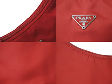 画像をギャラリービューアに読み込む, PRADA プラダ ハンドバッグ ワンショルダー MV515 ホーボー ミニバッグ 三角ロゴ レッド ナイロン 美品 中古 57822 