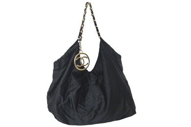 CHANEL シャネル ショルダーバッグ トートバッグ サテン ココマーク チェーンショルダー ゴールド金具 美品 中古 57823