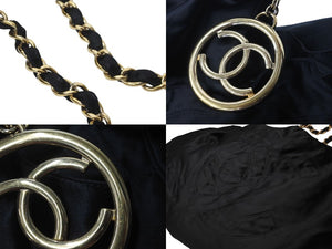 CHANEL シャネル ショルダーバッグ トートバッグ サテン ココマーク チェーンショルダー ゴールド金具 美品 中古 57823