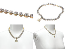Load image into Gallery viewer, CHANEL シャネル ネックレス チョーカー ヴィンテージ ココマーク 95P刻印 ゴールド ラインストーン GP 美品 中古 57828