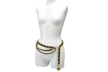Load image into Gallery viewer, CHANEL シャネル ベルト ココマーク メダルチェーンベルト ロゴプレート 94P刻印 ゴールド GP レザー 美品 中古 57829