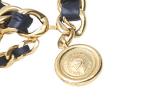 Load image into Gallery viewer, CHANEL シャネル ベルト ココマーク メダルチェーンベルト ロゴプレート 94P刻印 ゴールド GP レザー 美品 中古 57829