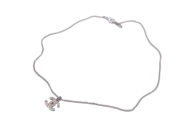 極美品 CHANEL シャネル ネックレス アクセサリー シルバー ココマーク 08V ラインストーン GP 中古 57831