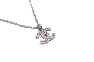 極美品 CHANEL シャネル ネックレス アクセサリー シルバー ココマーク 08V ラインストーン GP 中古 57831