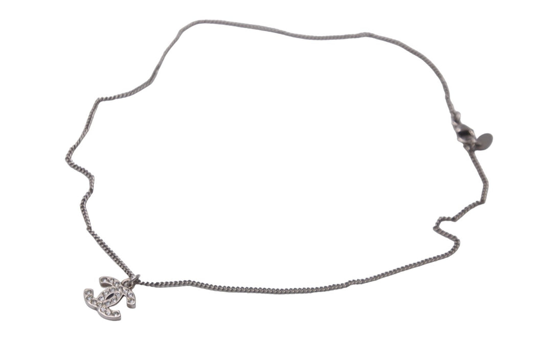 極美品 CHANEL シャネル ネックレス ラインストーン ココマーク 10V刻印 シルバー GP 中古 57833