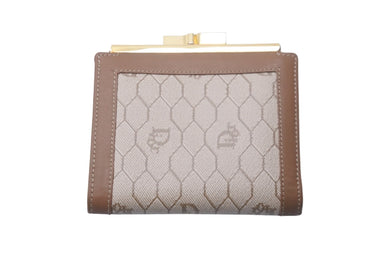 Christian Dior クリスチャンディオール 二つ折り財布 ハニカム柄 がま口 ベージュ ゴールド金具 良品 中古 57834