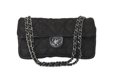 極美品 CHANEL シャネル ニュートラベル チェーンショルダーバッグ 10番台 ブラック ブラウン シルバー金具 中古 57836