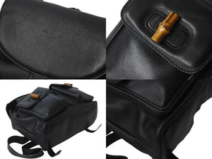 GUCCI グッチ バンブー バッグパック リュック・デイパック 00319980016 ブラックレザー ゴールド金具 美品 中古 57842