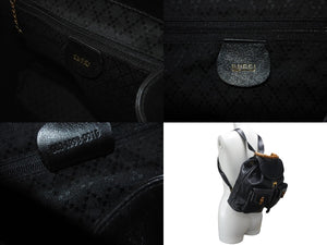 GUCCI グッチ バンブー バッグパック リュック・デイパック 00319980016 ブラックレザー ゴールド金具 美品 中古 57842