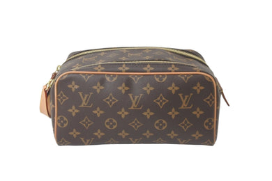 極美品 LOUIS VUITTON ルイヴィトン ドップキット ポーチ クラッチバッグ M44494ブラウン ゴールド金具 中古 57853