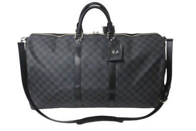 極美品 LOUIS VUITTON ルイヴィトン ボストンバッグ キーポルバンドリエール55 ダミエ グラフィット N41413 ブラック シルバー金具 中古 57857
