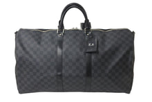 Load image into Gallery viewer, 極美品 LOUIS VUITTON ルイヴィトン ボストンバッグ キーポルバンドリエール55 ダミエ グラフィット N41413 ブラック シルバー金具 中古 57857