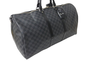 極美品 LOUIS VUITTON ルイヴィトン ボストンバッグ キーポルバンドリエール55 ダミエ グラフィット N41413 ブラック シルバー金具 中古 57857