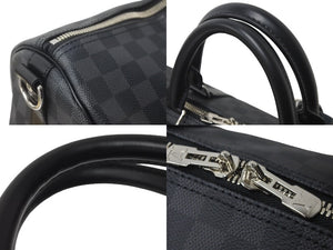極美品 LOUIS VUITTON ルイヴィトン ボストンバッグ キーポルバンドリエール55 ダミエ グラフィット N41413 ブラック シルバー金具 中古 57857