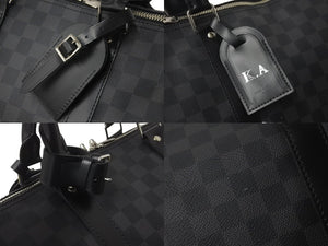 極美品 LOUIS VUITTON ルイヴィトン ボストンバッグ キーポルバンドリエール55 ダミエ グラフィット N41413 ブラック シルバー金具 中古 57857