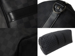 極美品 LOUIS VUITTON ルイヴィトン ボストンバッグ キーポルバンドリエール55 ダミエ グラフィット N41413 ブラック シルバー金具 中古 57857