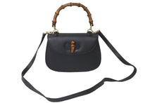 Load image into Gallery viewer, GUCCI グッチ バンブー ２WAY ショルダーバッグ ブラック レザー ハンドバッグ ゴールド金具 鞄 斜め掛け カバン 美品 中古 57868