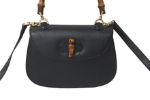 Load image into Gallery viewer, GUCCI グッチ バンブー ２WAY ショルダーバッグ ブラック レザー ハンドバッグ ゴールド金具 鞄 斜め掛け カバン 美品 中古 57868