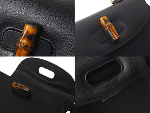 GUCCI グッチ バンブー ２WAY ショルダーバッグ ブラック レザー ハンドバッグ ゴールド金具 鞄 斜め掛け カバン 美品 中古 57868