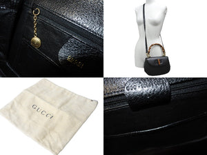 GUCCI グッチ バンブー ２WAY ショルダーバッグ ブラック レザー ハンドバッグ ゴールド金具 鞄 斜め掛け カバン 美品 中古 57868