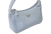 Load image into Gallery viewer, PRADA プラダ ハンドバッグ ワンショルダー MV515 ホーボー ミニバッグ 三角ロゴ 水色 シルバー金具 良品 中古 57876