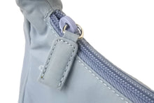Load image into Gallery viewer, PRADA プラダ ハンドバッグ ワンショルダー MV515 ホーボー ミニバッグ 三角ロゴ 水色 シルバー金具 良品 中古 57876