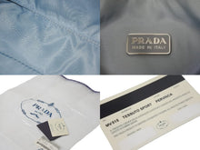 Load image into Gallery viewer, PRADA プラダ ハンドバッグ ワンショルダー MV515 ホーボー ミニバッグ 三角ロゴ 水色 シルバー金具 良品 中古 57876